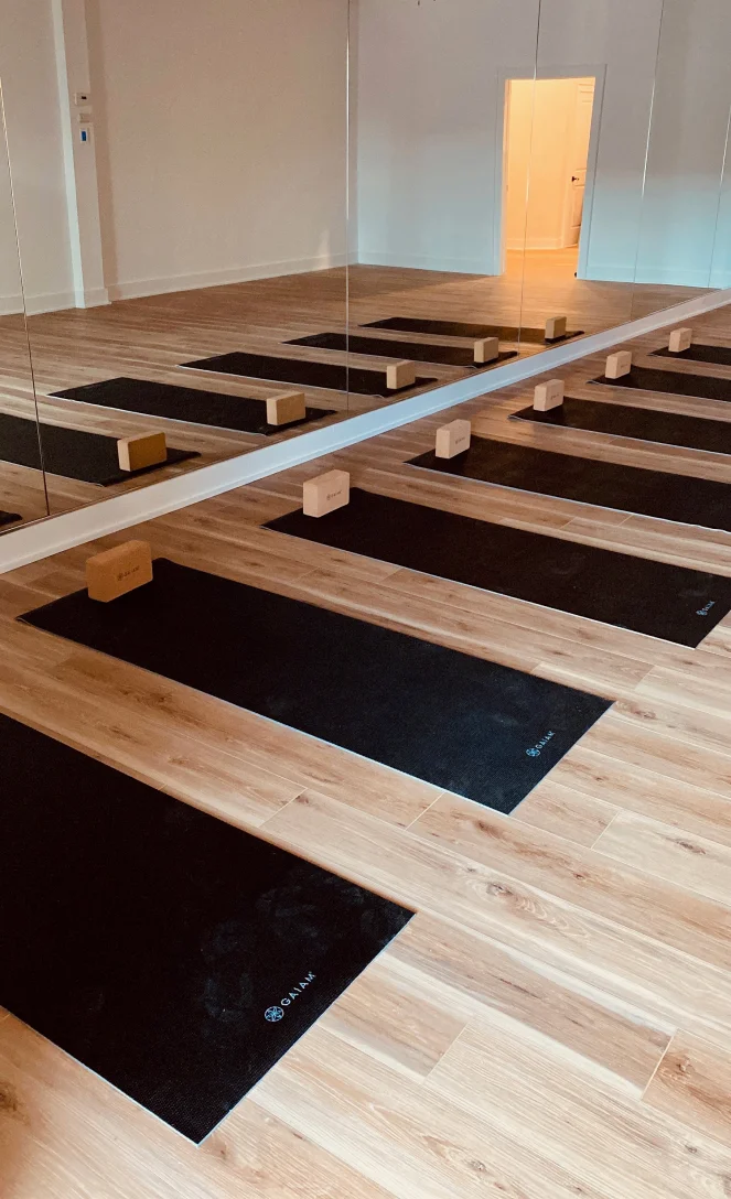 A quiet corner inside the Lotus Hot Yoga studio